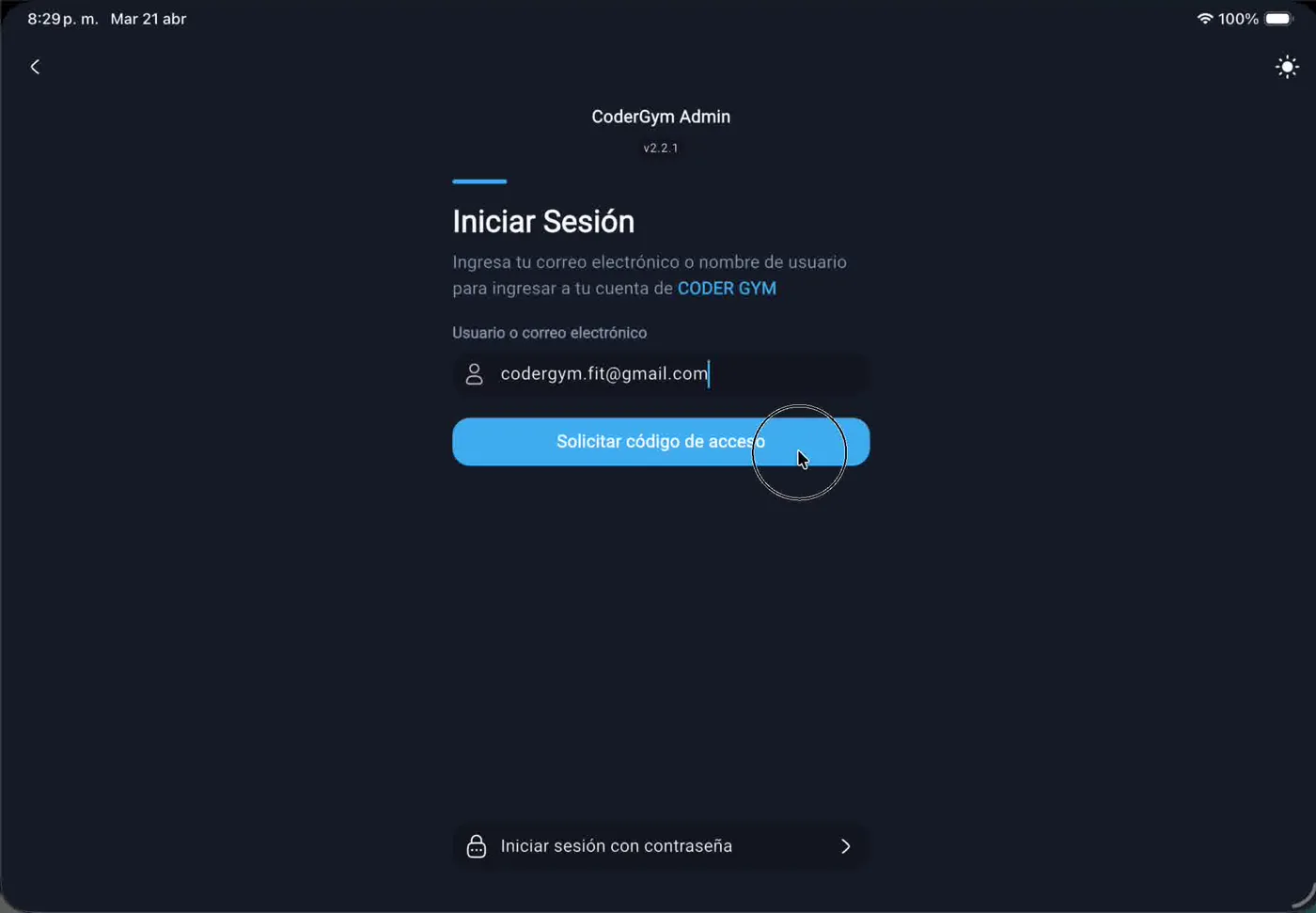 Solicitar código de acceso
