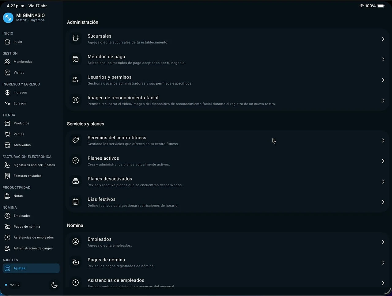 Ruta de navegación a servicios
